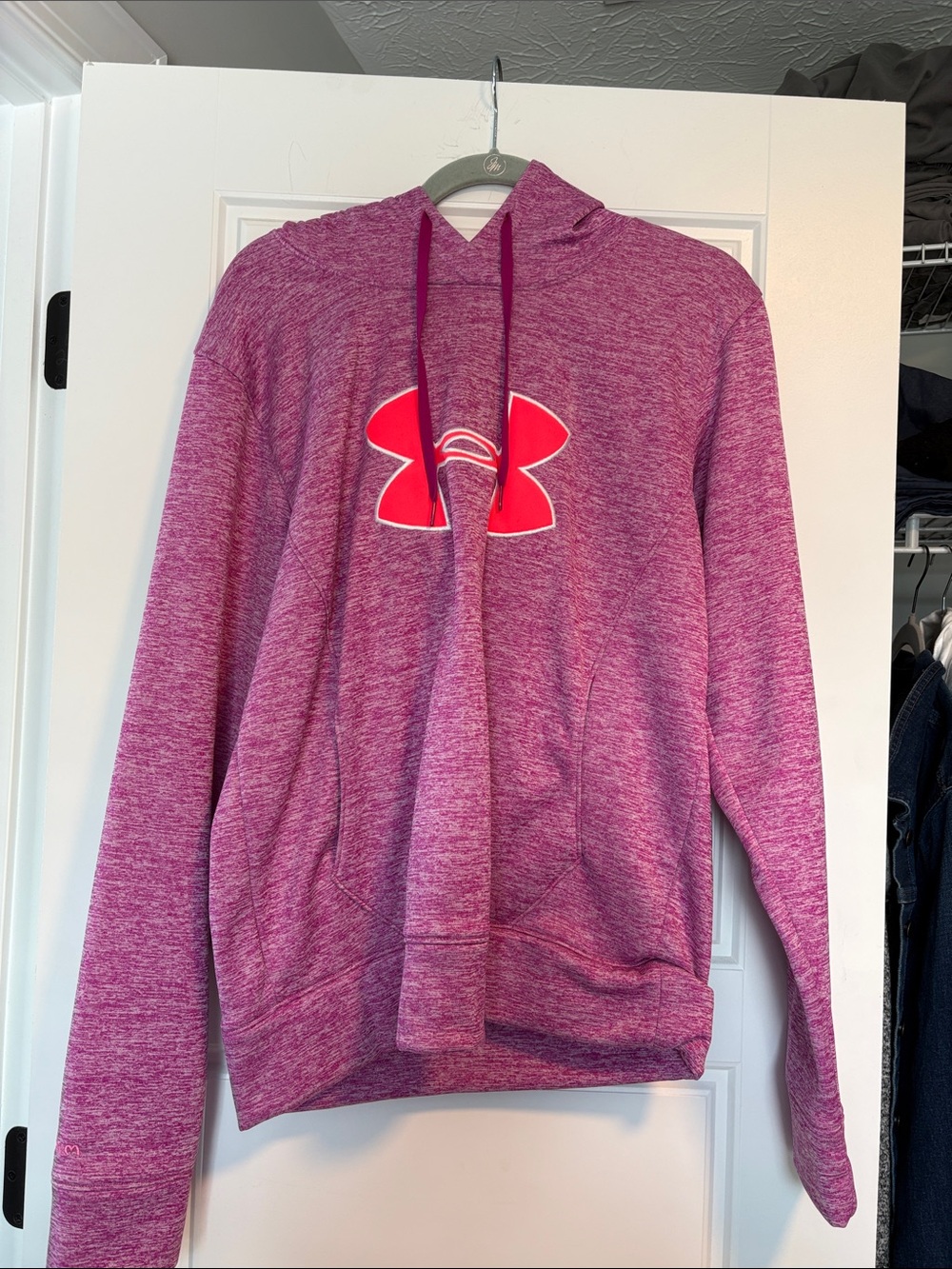 Under Armour Heather Pink Hoodie with Red Logo